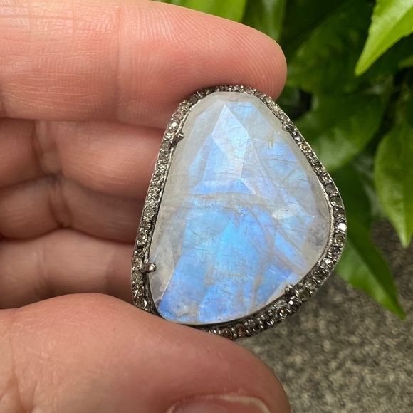 Adornia Sterling Silver and diamond Moonstone ring - Picture 2 of 8